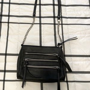 Cross body faux leather zipper bag
